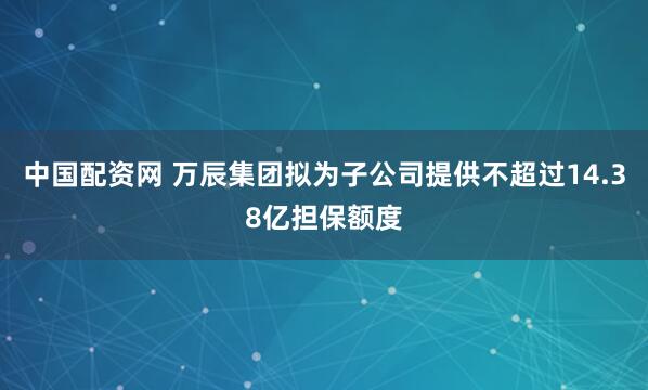 中国配资网 万辰集团拟为子公司提供不超过14.38亿担保额度