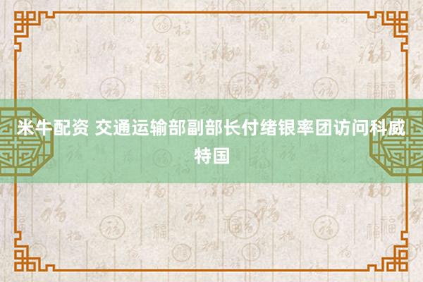 米牛配资 交通运输部副部长付绪银率团访问科威特国